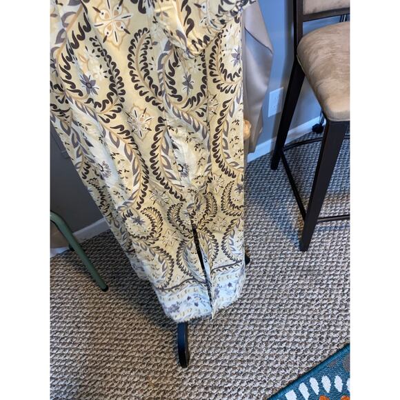 Harlow & Rose L  Boho Style Midi Dress Cream Paisley Floral Print Belt Dress - Picture 8 of 12